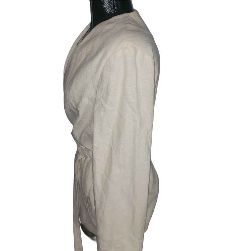 Ivory Linen Tie-Waist Jacket - Picture 4 of 6